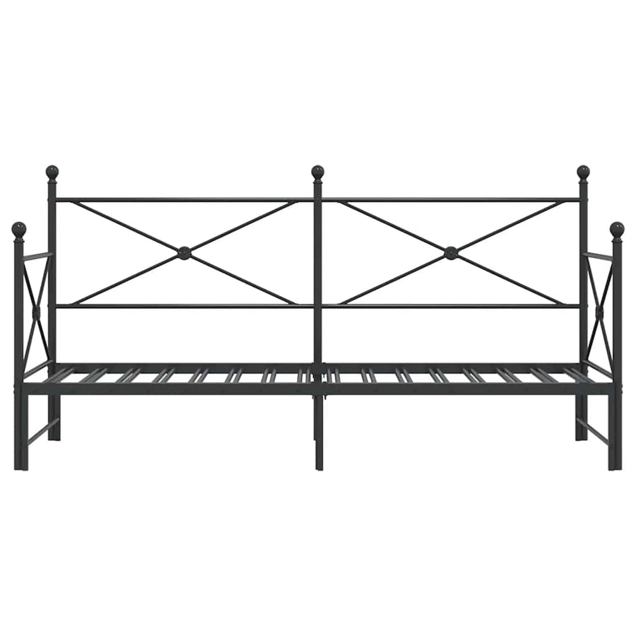 Slaapbank met onderschuifbed zonder matras 90x200cm staal zwart