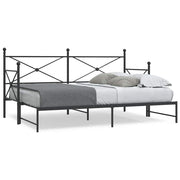 Slaapbank met onderschuifbed 90x200 cm staal zwart