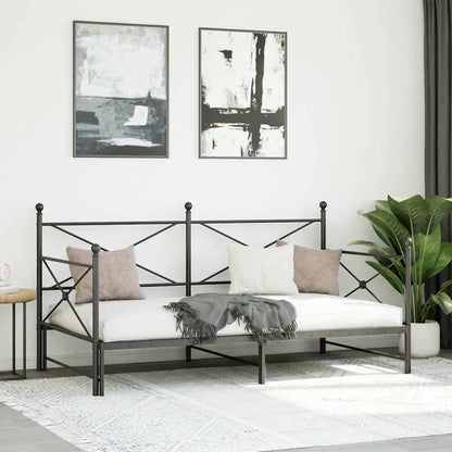 Slaapbank onderschuifbed zonder matras 100x200 cm staal zwart