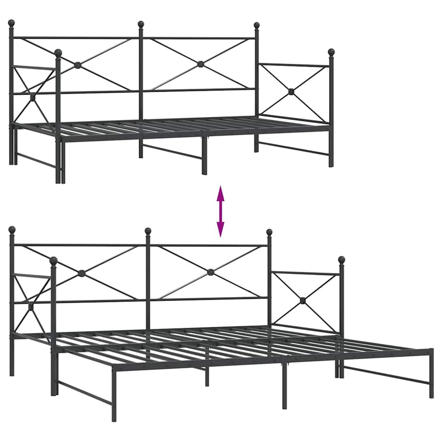 Slaapbank onderschuifbed zonder matras 100x200 cm staal zwart