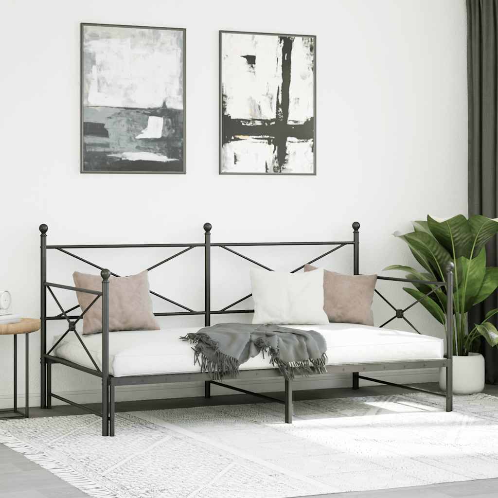 Slaapbank onderschuifbed zonder matras 107x203 cm staal zwart