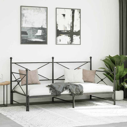 Slaapbank onderschuifbed zonder matras 107x203 cm staal zwart