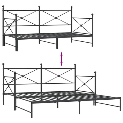 Slaapbank onderschuifbed zonder matras 107x203 cm staal zwart