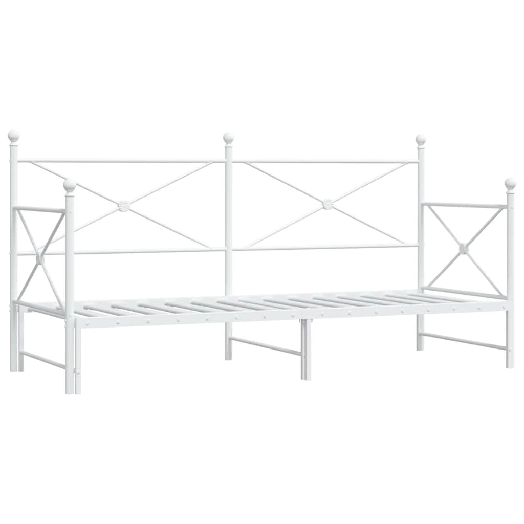 Slaapbank Zonder Matras Staal 75 x 190 cm Wit met onderschuifbed