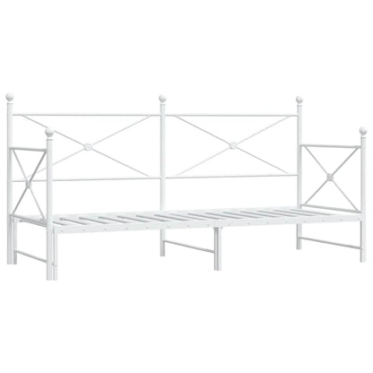 Slaapbank Zonder Matras Staal 75 x 190 cm Wit met onderschuifbed