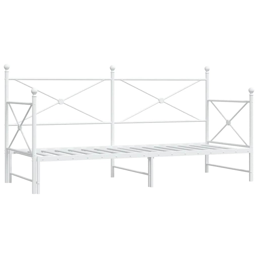Slaapbank Zonder Matras Staal 75 x 190 cm Wit met onderschuifbed