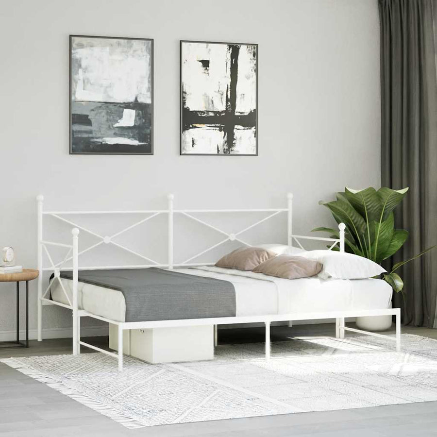Slaapbank Zonder Matras Staal 75 x 190 cm Wit met onderschuifbed