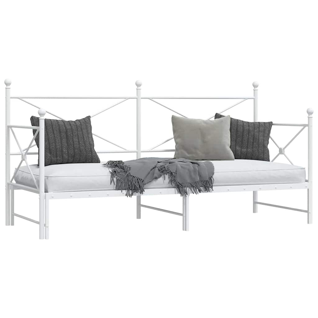 Slaapbank Zonder Matras Staal 75 x 190 cm Wit met onderschuifbed