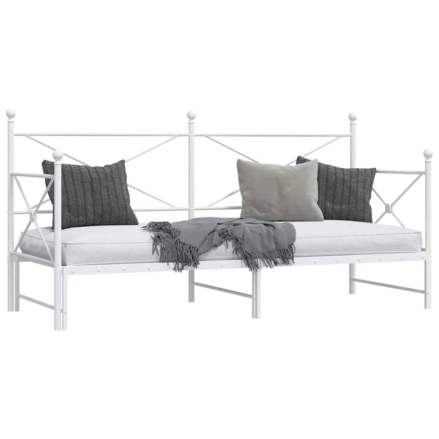 Slaapbank Zonder Matras Staal 75 x 190 cm Wit met onderschuifbed