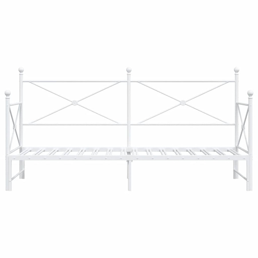 Slaapbank Zonder Matras Staal 75 x 190 cm Wit met onderschuifbed