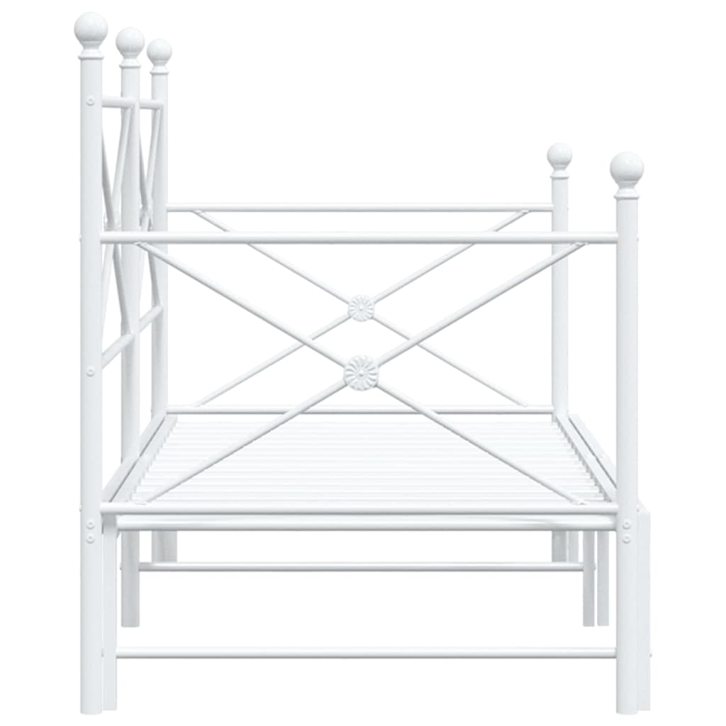 Slaapbank Zonder Matras Staal 75 x 190 cm Wit met onderschuifbed