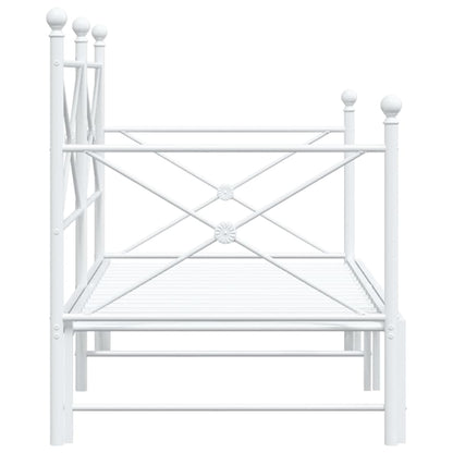 Slaapbank Zonder Matras Staal 75 x 190 cm Wit met onderschuifbed