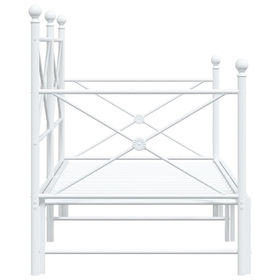 Slaapbank Zonder Matras Staal 75 x 190 cm Wit met onderschuifbed