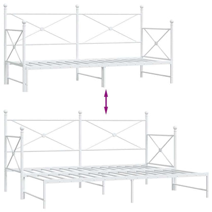 Slaapbank Zonder Matras Staal 75 x 190 cm Wit met onderschuifbed