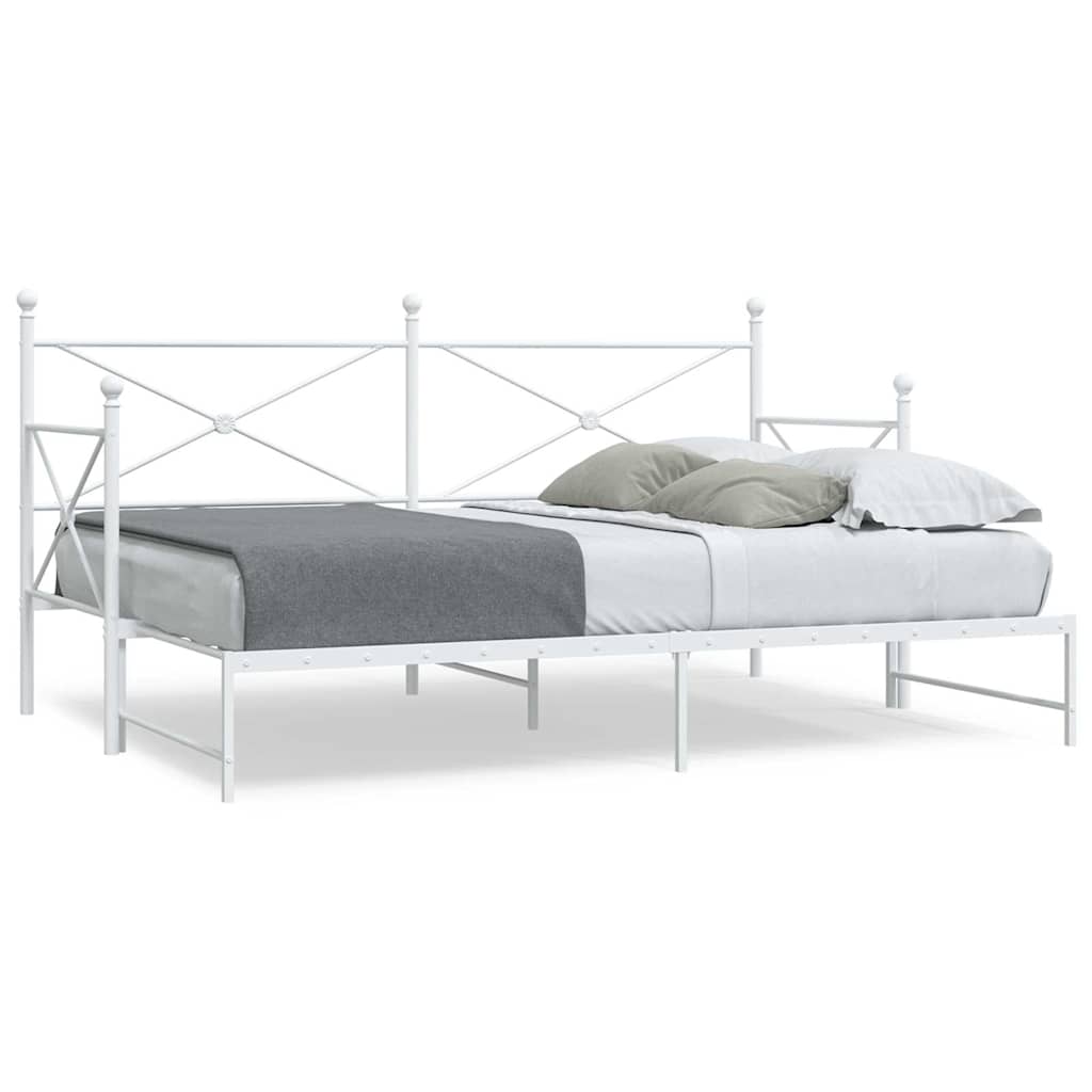 Slaapbank Zonder Matras Staal 75 x 190 cm Wit met onderschuifbed