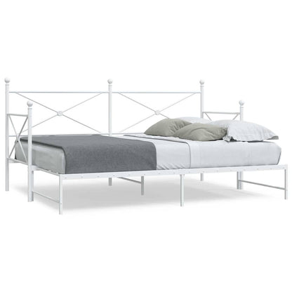 Slaapbank Zonder Matras Staal 75 x 190 cm Wit met onderschuifbed