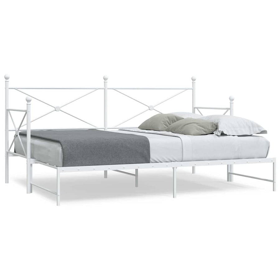 Slaapbank Zonder Matras Staal 75 x 190 cm Wit met onderschuifbed