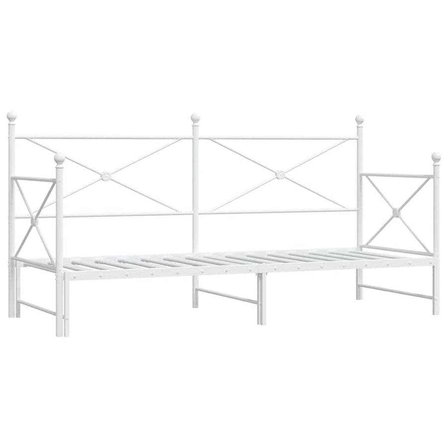 Slaapbank Zonder Matras Staal 80 x 200 cm Wit met onderschuifbed