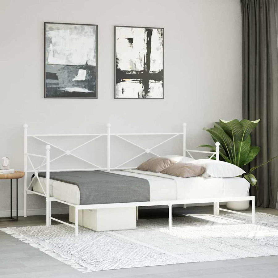 Slaapbank Zonder Matras Staal 80 x 200 cm Wit met onderschuifbed