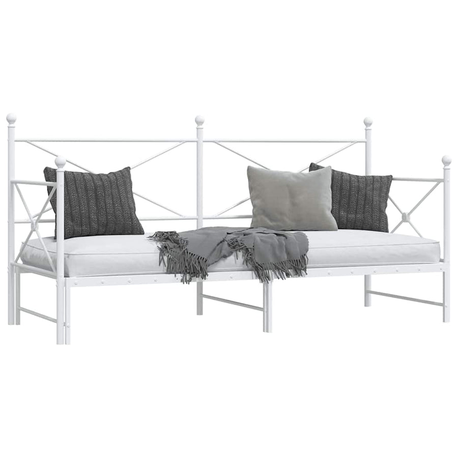 Slaapbank Zonder Matras Staal 80 x 200 cm Wit met onderschuifbed