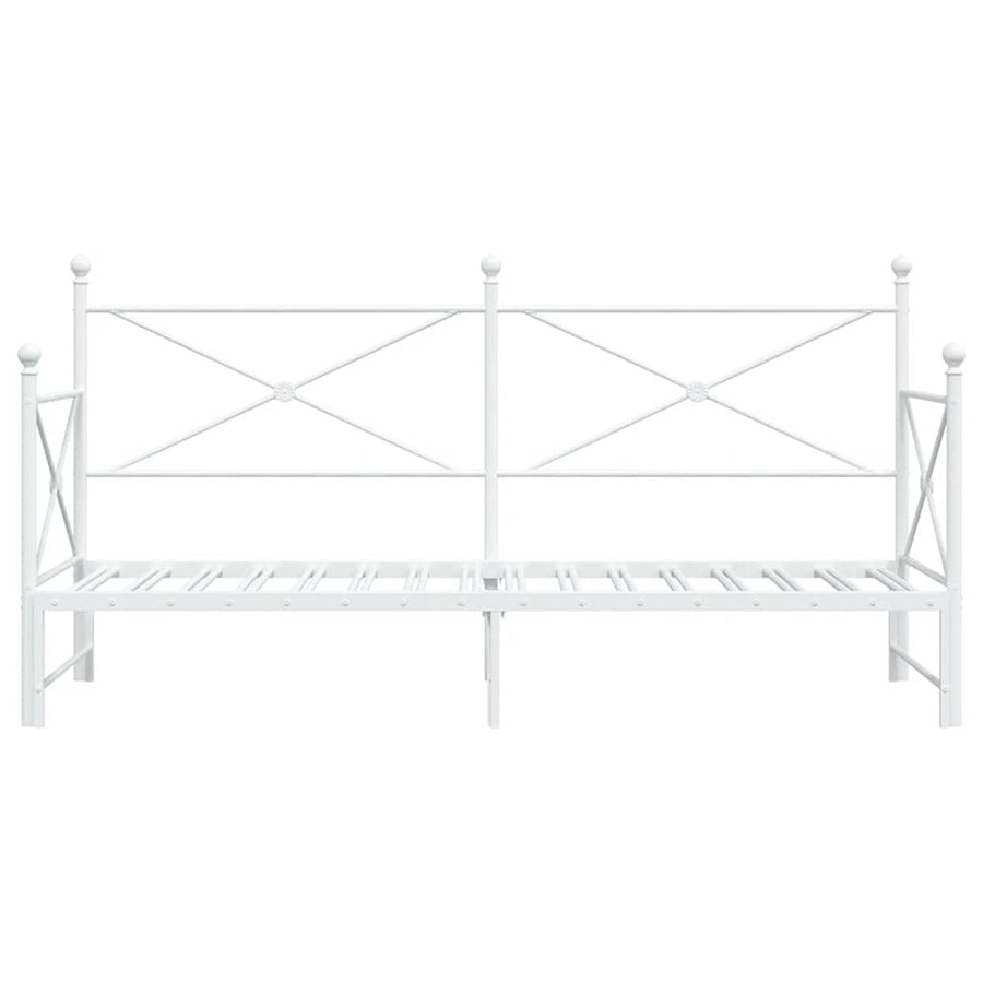 Slaapbank Zonder Matras Staal 80 x 200 cm Wit met onderschuifbed