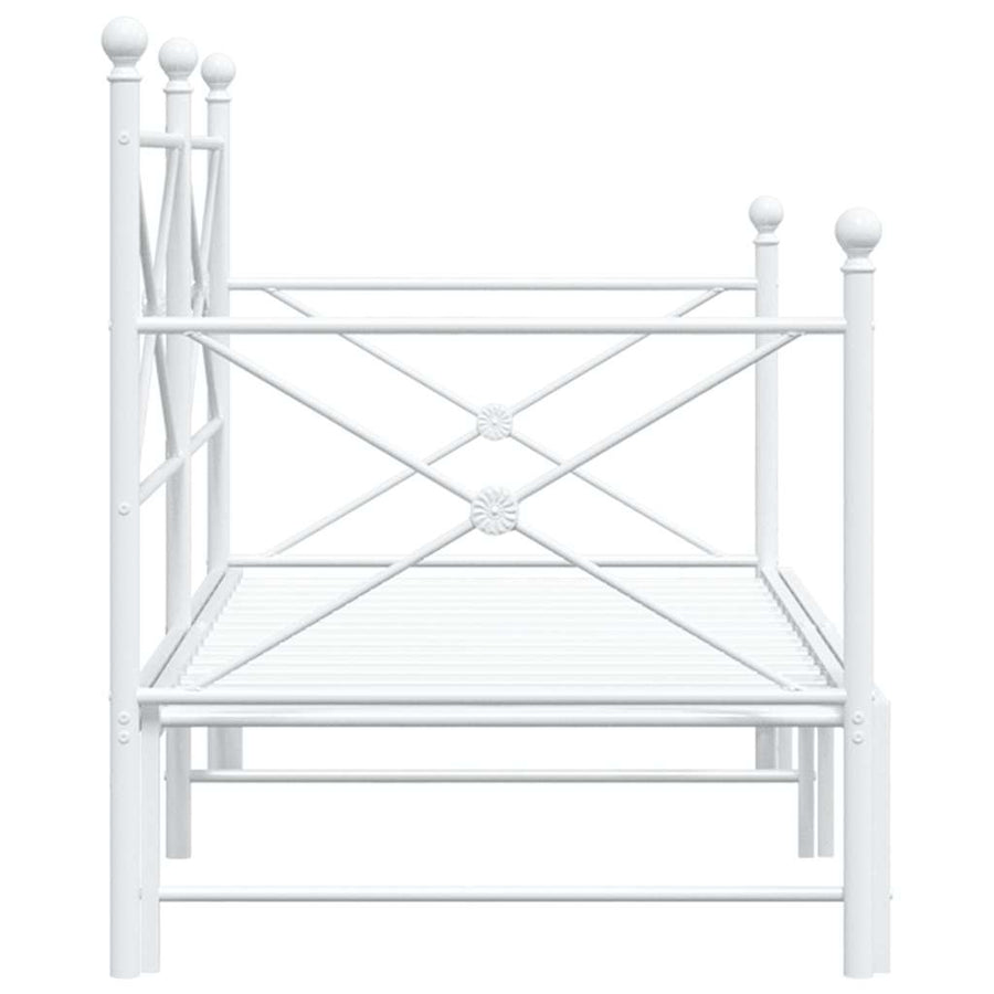 Slaapbank Zonder Matras Staal 80 x 200 cm Wit met onderschuifbed