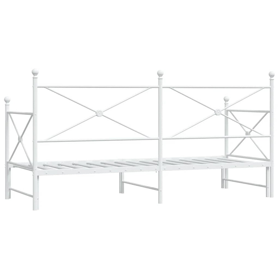 Slaapbank Zonder Matras Staal 80 x 200 cm Wit met onderschuifbed