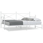 Slaapbank 80x200 cm staal wit met onderschuifbed