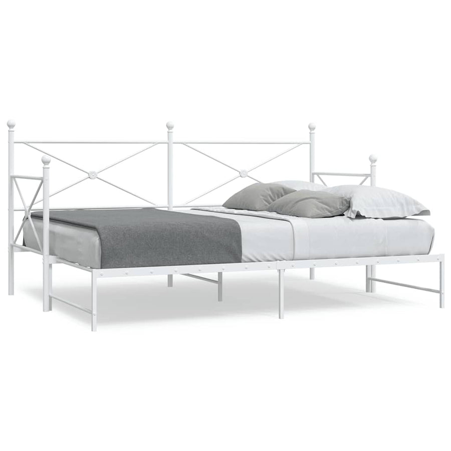 Slaapbank Zonder Matras Staal 80 x 200 cm Wit met onderschuifbed