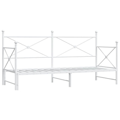 Slaapbank met onderschuifbed zonder matras 90x200 cm staal wit