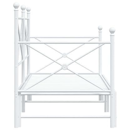 Slaapbank met onderschuifbed zonder matras 90x200 cm staal wit