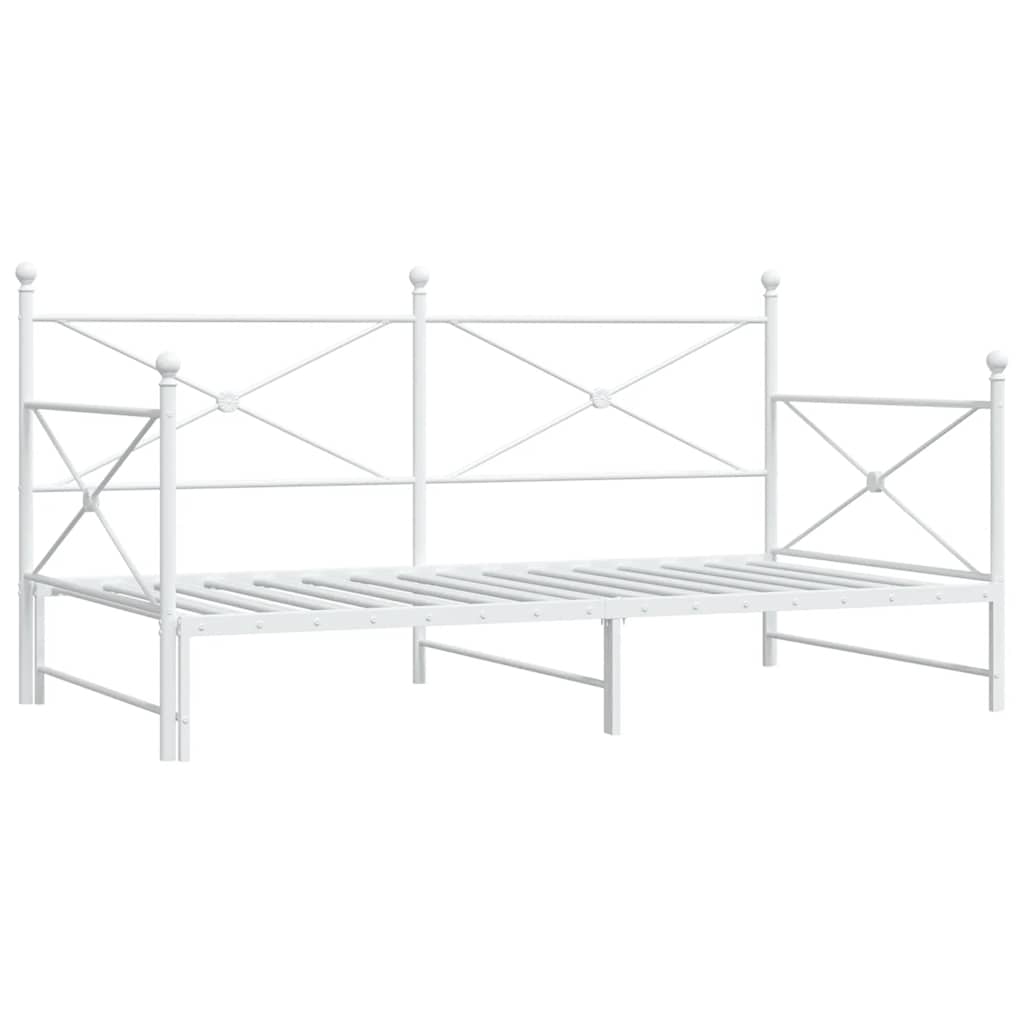 Slaapbank met onderschuifbed zonder matras 100x190 cm staal wit