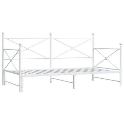 Slaapbank met onderschuifbed zonder matras 100x190 cm staal wit