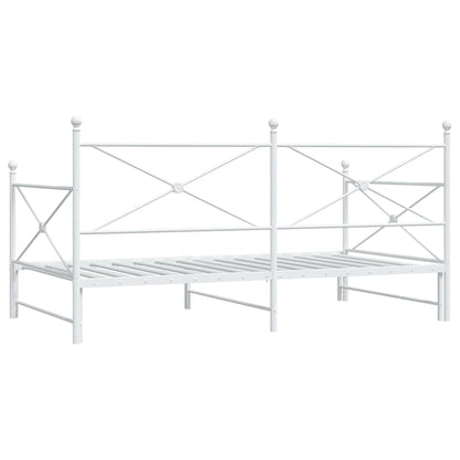 Slaapbank met onderschuifbed zonder matras 100x190 cm staal wit