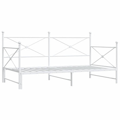 Slaapbank met onderschuifbed zonder matras 100x200 cm staal wit