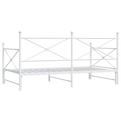 Slaapbank met onderschuifbed zonder matras 100x200 cm staal wit