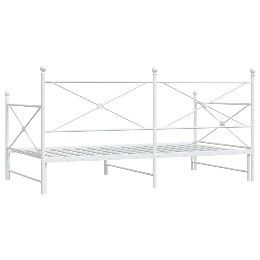 Slaapbank met onderschuifbed zonder matras 107x203 cm staal wit