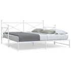 Slaapbank met onderschuifbed 107x203 cm staal wit