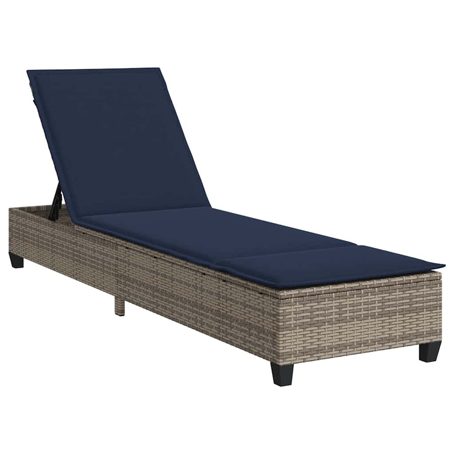 Ligstoel Met Kussens 55X200X25,5Cm Polyrotan Grijs