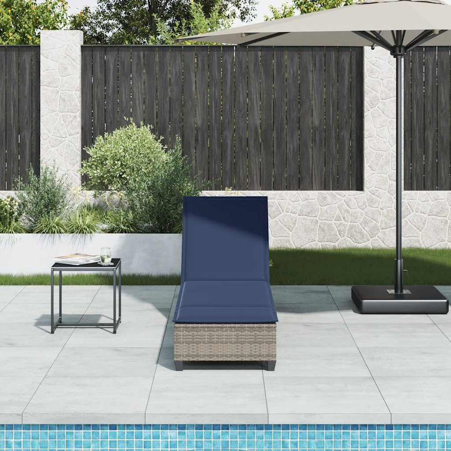 Ligstoel Met Kussens 55X200X25,5Cm Polyrotan Grijs