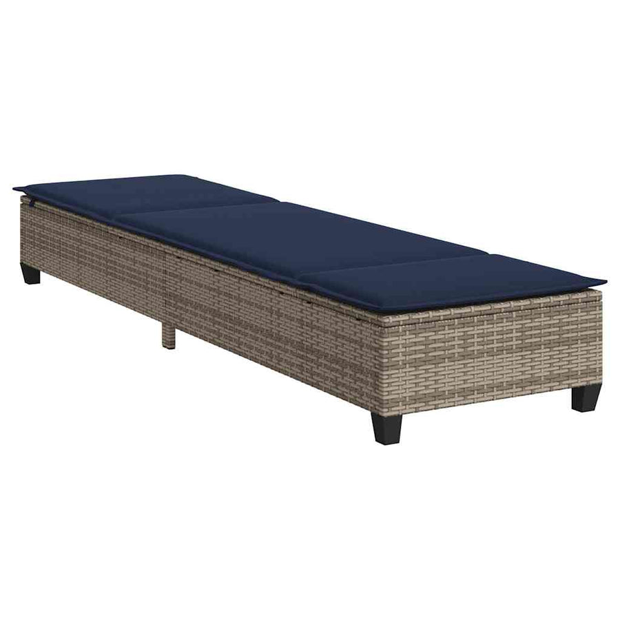 Ligstoel Met Kussens 55X200X25,5Cm Polyrotan Grijs