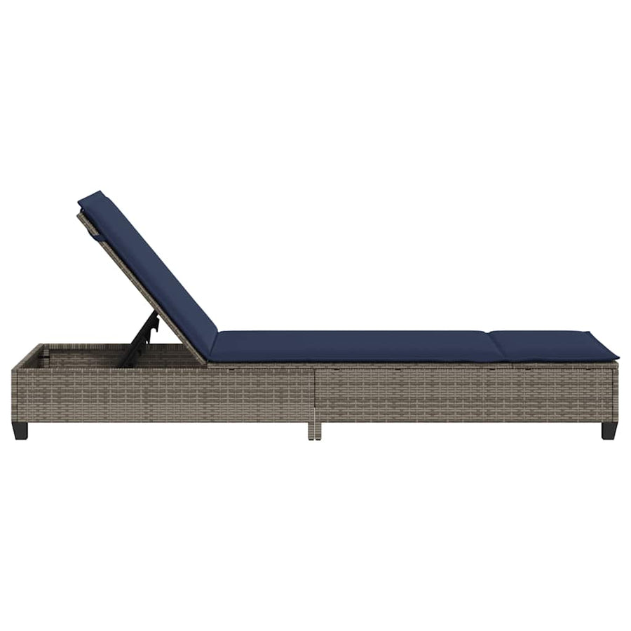 Ligstoel Met Kussens 55X200X25,5Cm Polyrotan Grijs