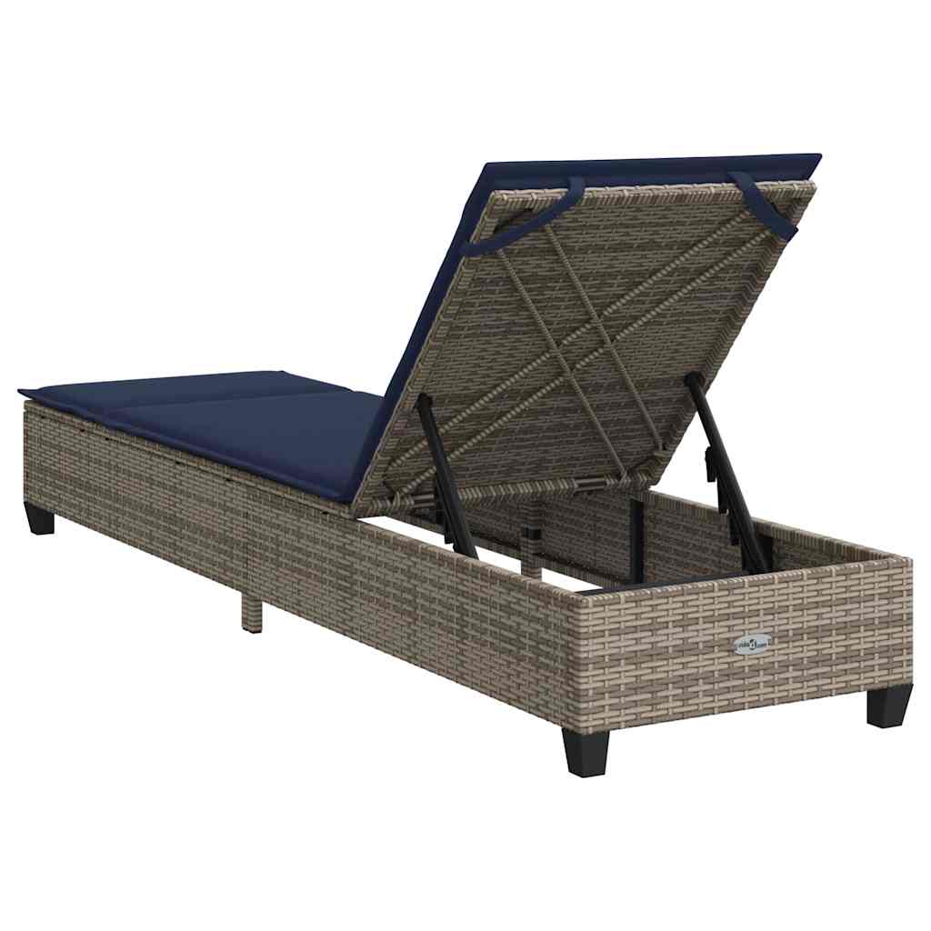 Ligstoel Met Kussens 55X200X25,5Cm Polyrotan Grijs
