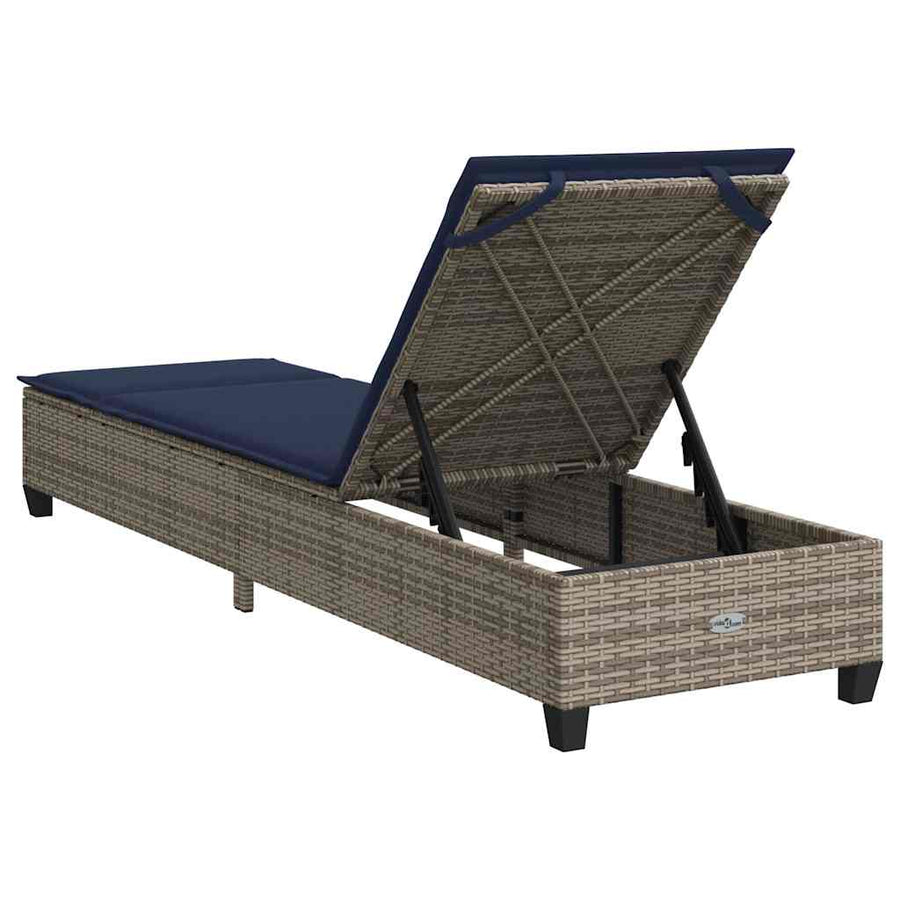 Ligstoel Met Kussens 55X200X25,5Cm Polyrotan Grijs