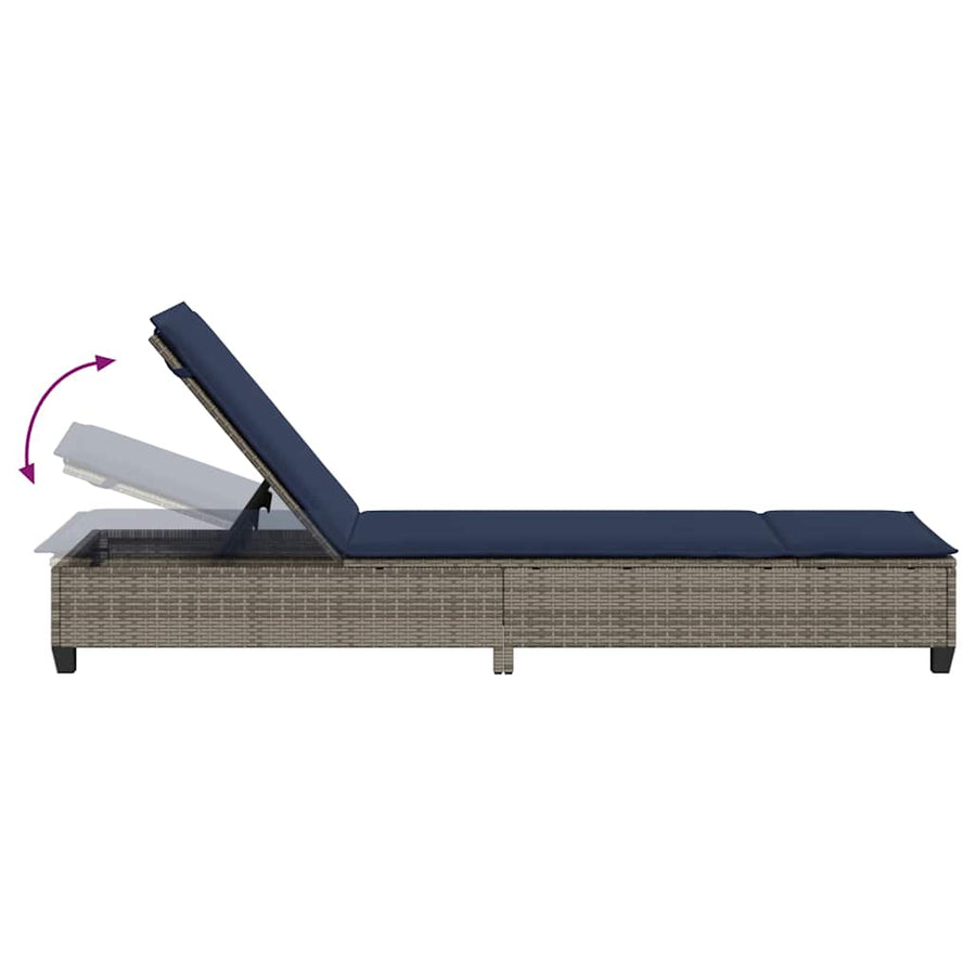 Ligstoel Met Kussens 55X200X25,5Cm Polyrotan Grijs