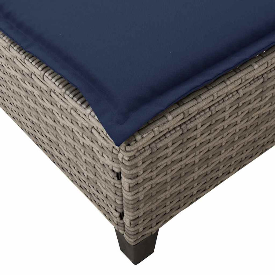 Ligstoel Met Kussens 55X200X25,5Cm Polyrotan Grijs