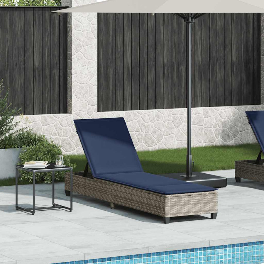 Ligstoel Met Kussens 55X200X25,5Cm Polyrotan Grijs