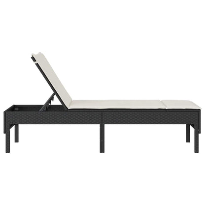 Ligstoel met kussen zwart 55x200x44cm polyrotan