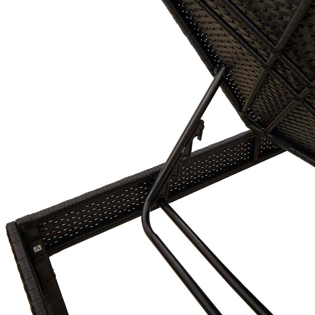 Ligstoel met kussen zwart 55x200x44cm polyrotan