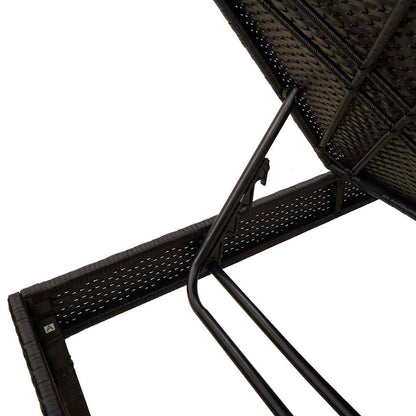 Ligstoel met kussen zwart 55x200x44cm polyrotan